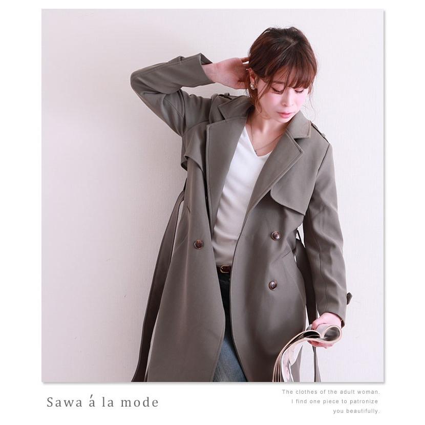 アウター コート トレンチ グリーン 緑 春 秋 冬 長袖 ミディアム丈 レディース レディス サワアラモード 洋服 30代 40代 50代 60代 Mode 4436 Sawa A La Mode サワアラモード 通販 Yahoo ショッピング