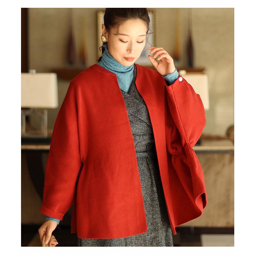 Sawa a la mode カーディガン サイドギャザー 赤 モード Sawa a la mode カーディガン サイドギャザー 赤 モード