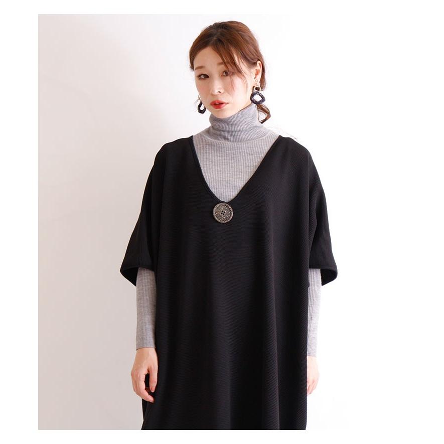 ワンピース レディース 半袖 5分袖 膝丈 ブラック 冬服 重ね着 ドルマンスリーブ 30代 40代 50代 レディースファッション サワアラモード ミセスファッション Mode 5870 Sawa A La Mode サワアラモード 通販 Yahoo ショッピング