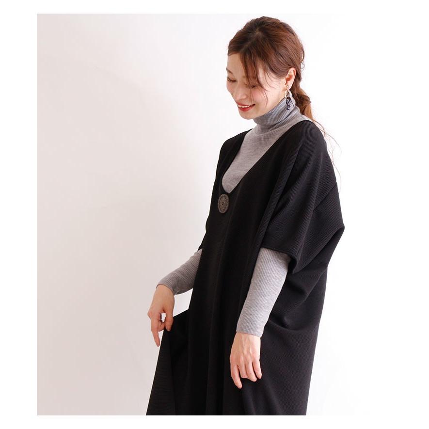 ワンピース レディース 半袖 5分袖 膝丈 ブラック 冬服 重ね着 ドルマンスリーブ 30代 40代 50代 レディースファッション サワアラモード ミセスファッション Mode 5870 Sawa A La Mode サワアラモード 通販 Yahoo ショッピング