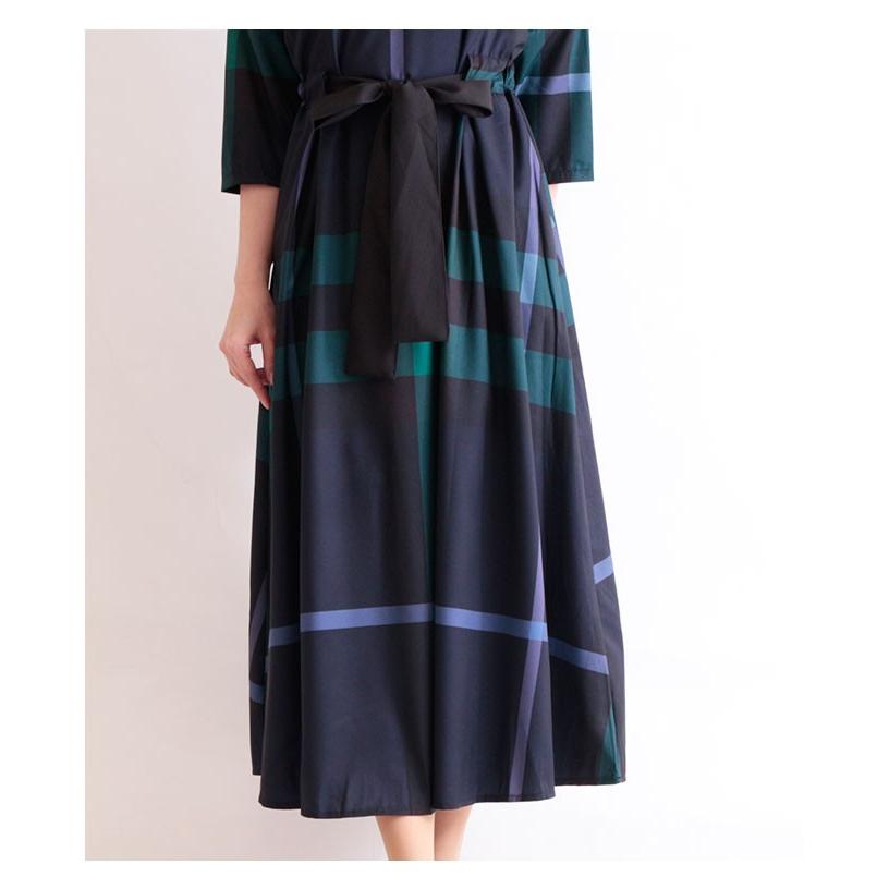 りかです❗ネイビー 七分袖 ワンピース ネイビー シャツワンピース 七分袖 Aライン - メルカリ