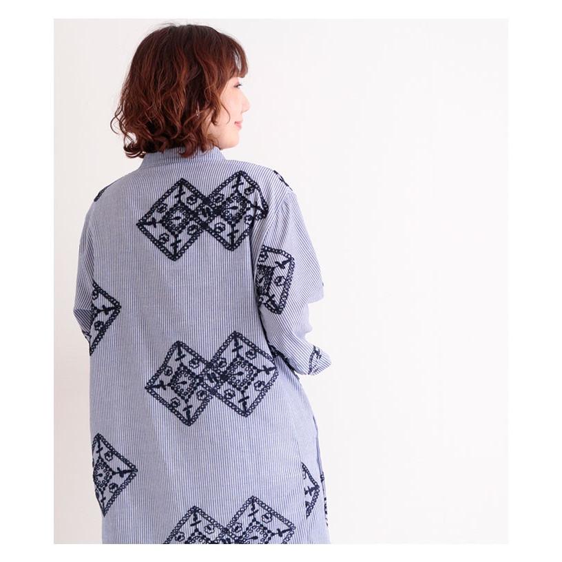 春コーデ トップス ブルー 7分袖 刺繍 チュニック丈 春 夏 秋 お洒落 綺麗め レディース レディス サワアラモード 大人 可愛い 洋服 30代 40代 50代 60代 Mode 6145 Sawa A La Mode サワアラモード 通販 Yahoo ショッピング