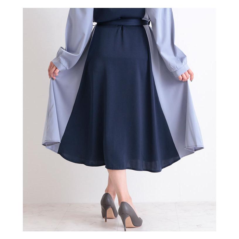 ワンピース レディース 長袖 バイカラー ブルー 青 春服 秋服 冬服 切替え フレア 秋コーデ エレガント サワアラモード 大人 可愛い 洋服 30代 40代 50代 60代 Mode 6664 Sawa A La Mode サワアラモード 通販 Yahoo ショッピング