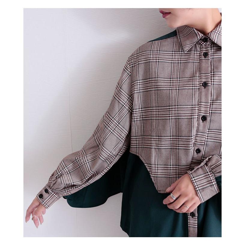 レディース ファッション トップス シャツ ブラウス チェック ぽわん袖 バルーン袖 グリーン チェックシャツ バイカラー チェック柄 緑 長袖シャツ 秋 秋服 冬 Mode 6744 Sawa A La Mode サワアラモード 通販 Yahoo ショッピング