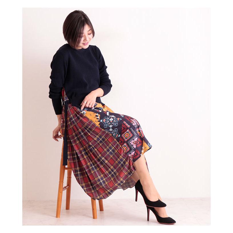 ワンピース レディース ネイビー 長袖 ドッキング 秋 冬 お洒落 綺麗め オフィスカジュアル 大人可愛い 大人 可愛い 30代 40代 50代 60代 サワアラモード Mode 67 Sawa A La Mode サワアラモード 通販 Yahoo ショッピング