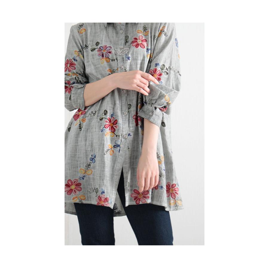 Sawa a la mode レディース トップス ブラウス シャツ 花 グレー Sawa a la mode レディース トップス ブラウス シャツ 花 グレー