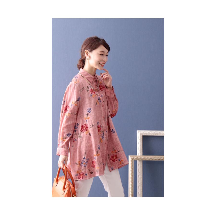 Sawa a la mode レディース トップス ブラウス シャツ 花 グレー Sawa a la mode レディース トップス ブラウス シャツ 花 グレー