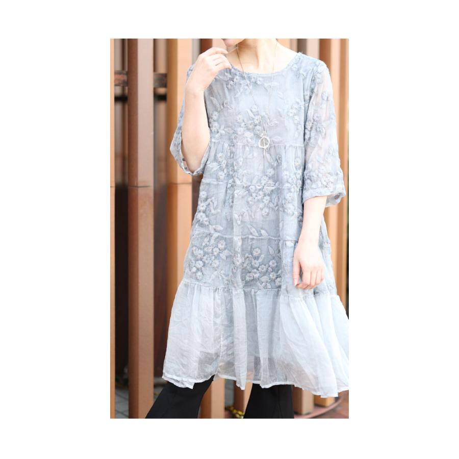 Sawa a la mode レディース トップス チュニック グレー 7分袖 Sawa a la mode レディース トップス チュニック グレー 7分袖