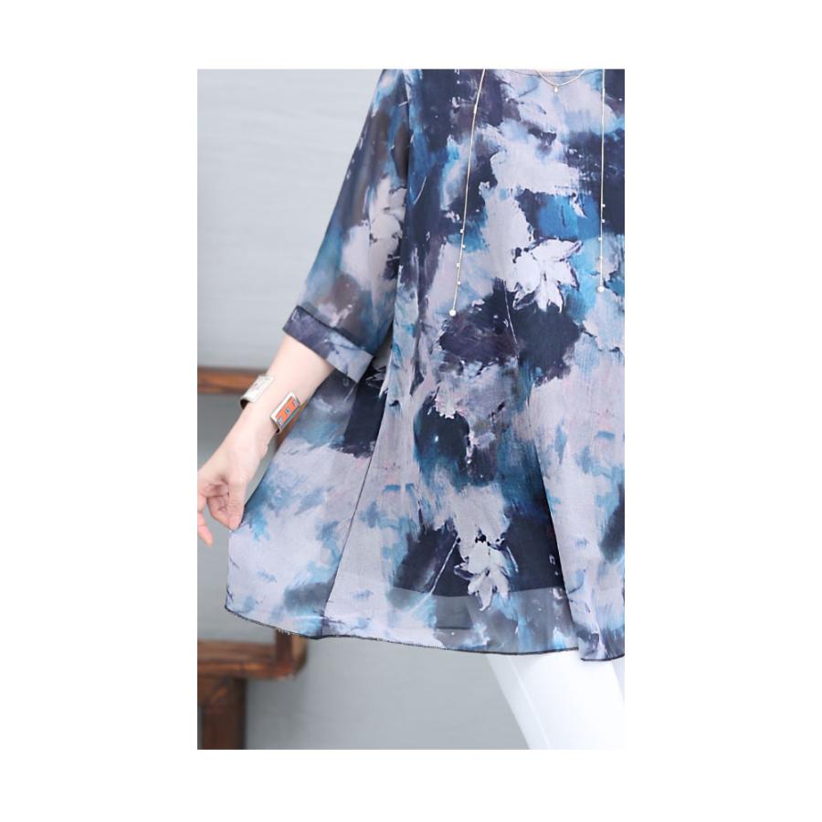 Sawa a la mode レディース トップス チュニック 青 ブルー 7分 Sawa a la mode レディース トップス チュニック 青 ブルー 7分