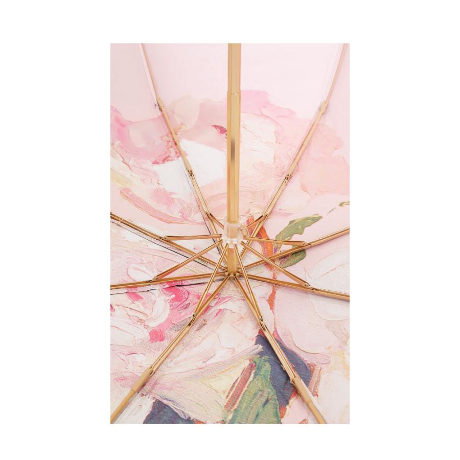 ゲラルディーニ サーモンピンク バラ柄の晴雨兼用傘 レディース