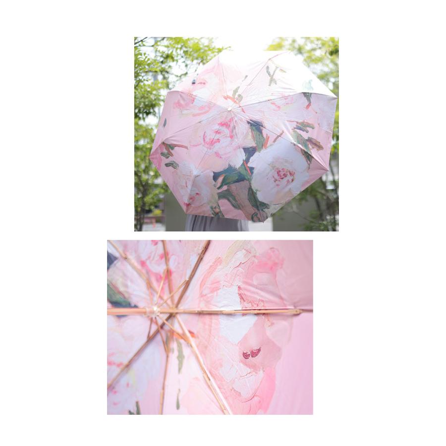 ゲラルディーニ　サーモンピンク　バラ柄の晴雨兼用傘 ゲラルディーニ サーモンピンク バラ柄の晴雨兼用傘