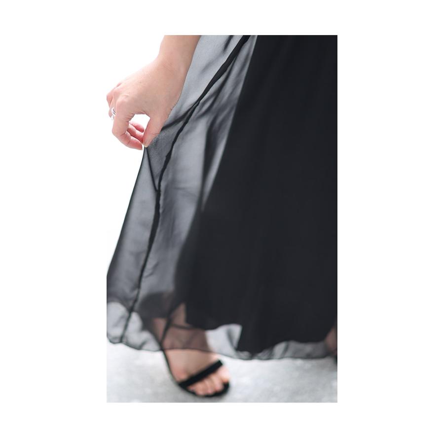 レディース ボトムス パンツ 紺 ネイビー 黒 ブラック ロング丈 シフォン ワイド ウエストゴム 春 大人可愛い 大人 可愛い 30代 40代 50代 60代 サワアラモードの画像