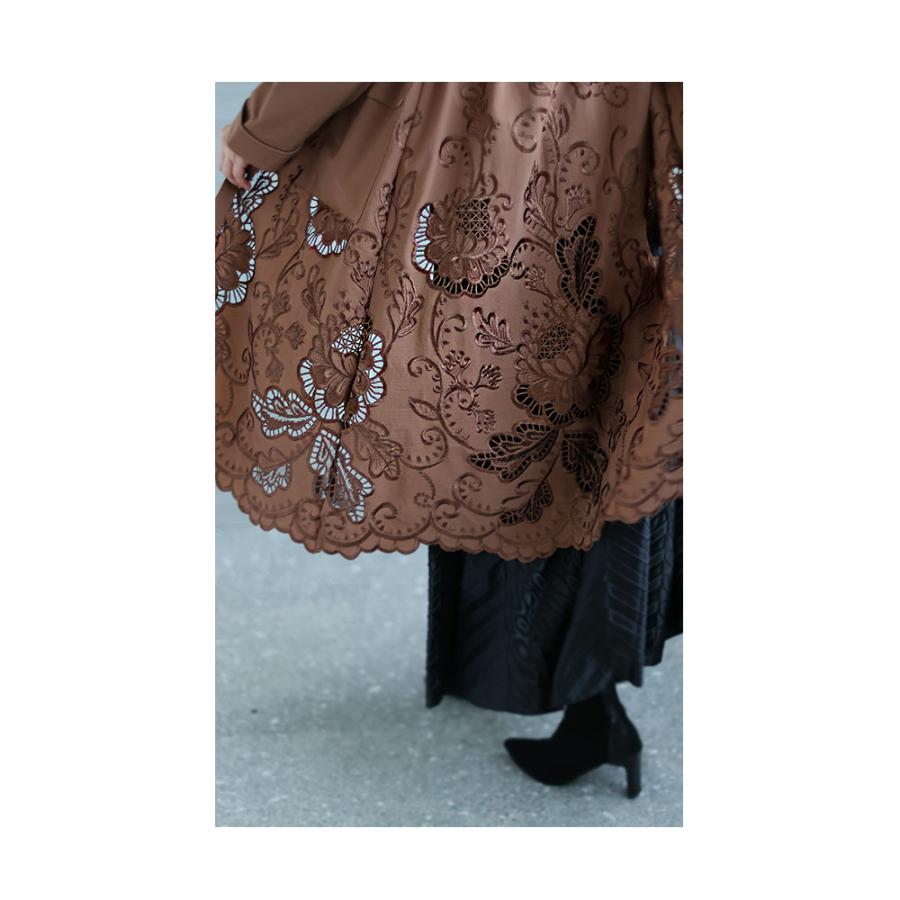 新品】昭和レトロ 花柄 刺繍 ジャケット 薔薇 ブラウン 茶 m L コート