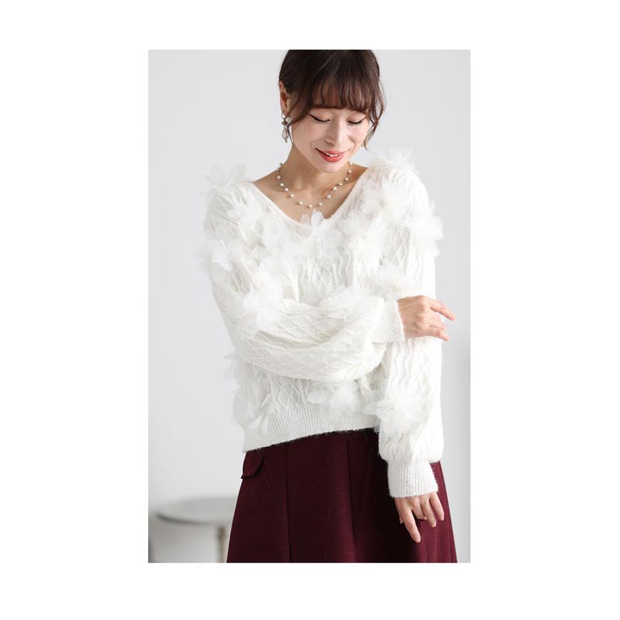 Sawa a la mode レディース トップス ニット セーター ピンク 白 Sawa a la mode レディース トップス ニット セーター ピンク 白