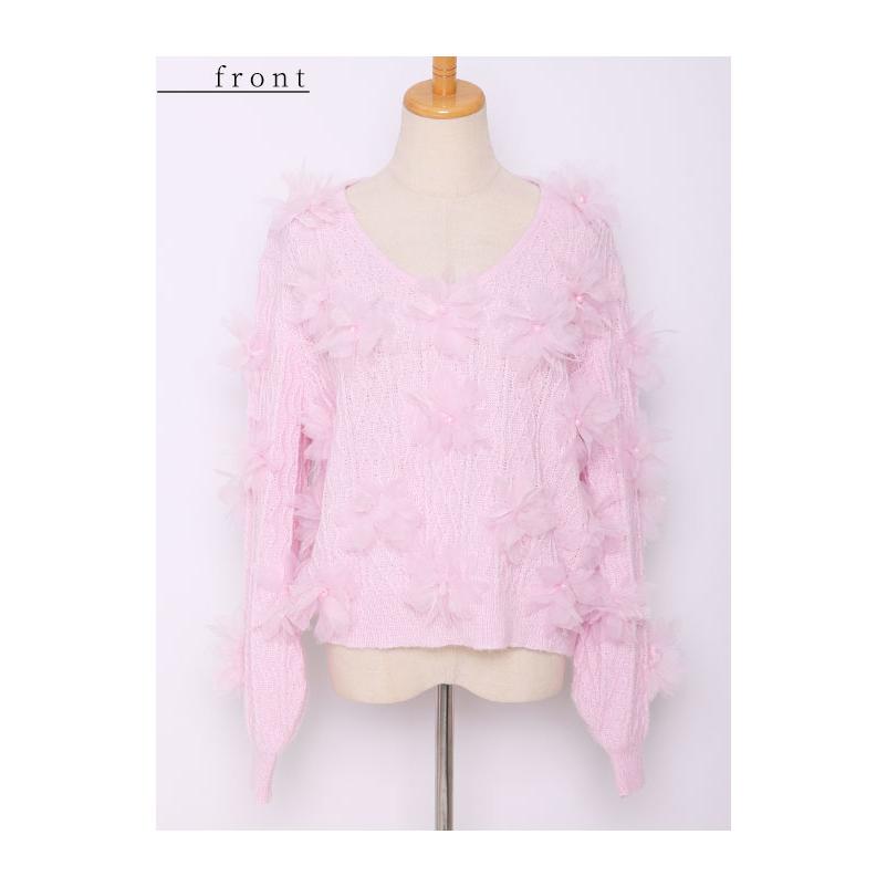 Sawa a la mode レディース トップス ニット セーター ピンク 白 Sawa a la mode レディース トップス ニット セーター ピンク 白
