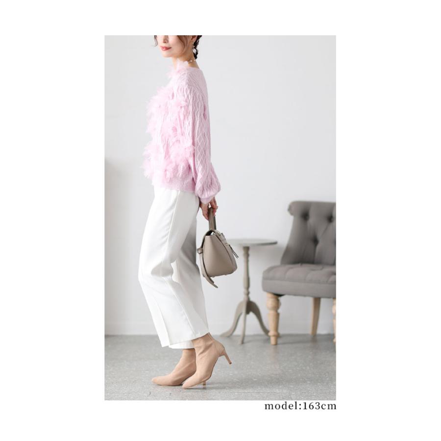 Sawa a la mode レディース トップス ニット セーター ピンク 白 Sawa a la mode レディース トップス ニット セーター ピンク 白