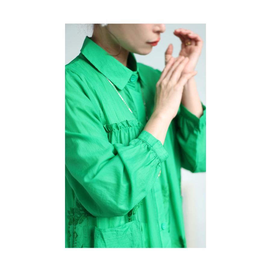 Sawa a la mode レディース チュニック シャツ 緑 グリーン 長袖 Sawa a la mode レディース チュニック シャツ 緑 グリーン 長袖
