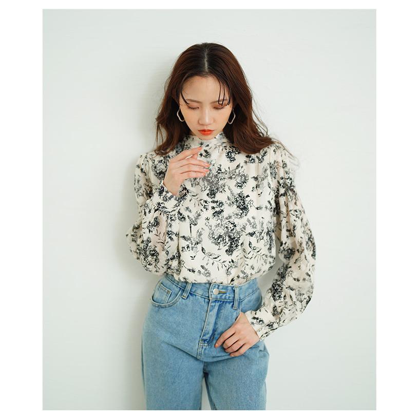 SOOR PLOOM 花柄パフスリーブTシャツ 2Y トップス ブラウス シャツ 花柄パフスリーブレーストップス レディース