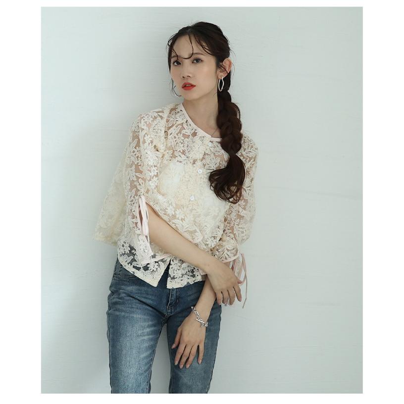 美品】ADORE フレアスリーブ 花柄 フリル ブラウス 定価3,8万 日本製 