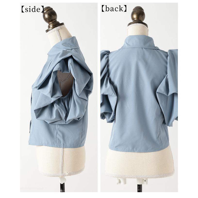UN3D. ★バルーンスリーブショートトップス Sawa a la mode（サワアラモード） レディース トップス ブラウス 黒