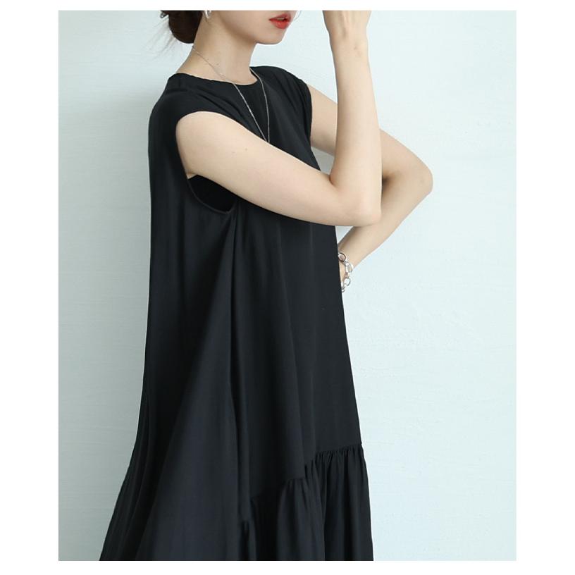 ワンピース レディース バブルヘム バルーン フィッシュテール フレア ノースリーブ 黒 白 夏服 大人可愛い 大人 可愛い 30代 40代 50代 60代 サ イベントセールの画像