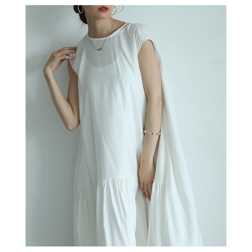 ワンピース レディース バブルヘム バルーン フィッシュテール フレア ノースリーブ 黒 白 夏服 大人可愛い 大人 可愛い 30代 40代 50代 60代 サ イベントセールの画像