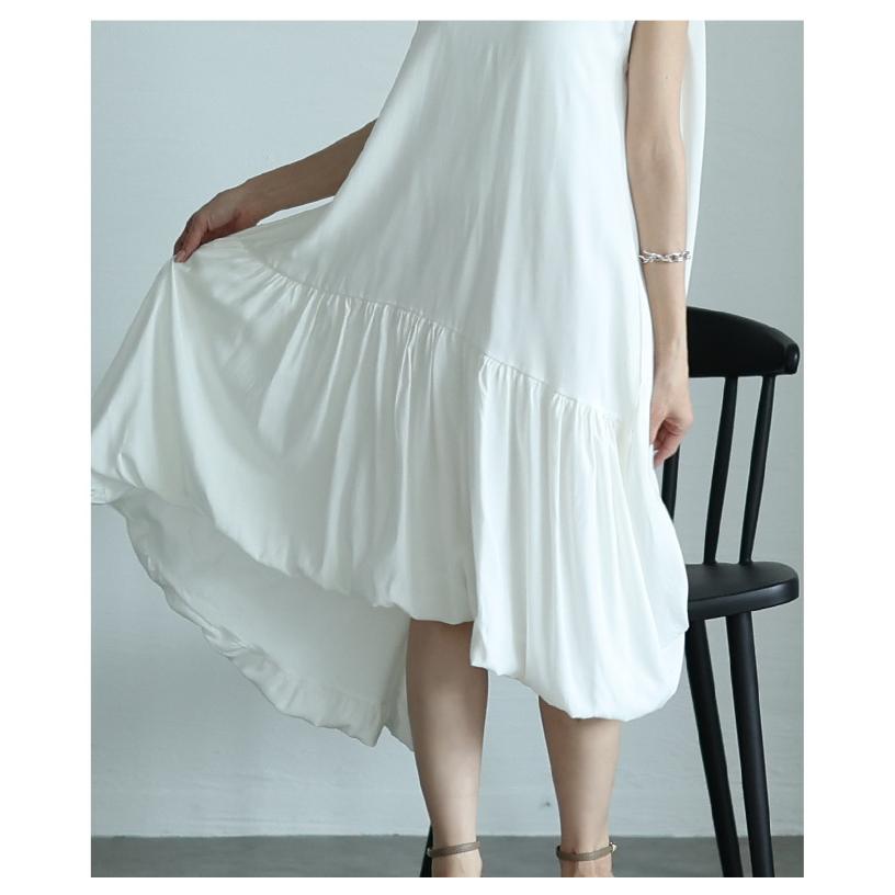 ワンピース レディース バブルヘム バルーン フィッシュテール フレア ノースリーブ 黒 白 夏服 大人可愛い 大人 可愛い 30代 40代 50代 60代 サ イベントセールの画像