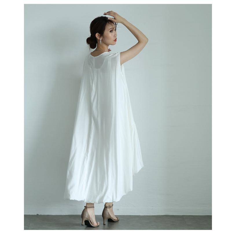 ワンピース レディース バブルヘム バルーン フィッシュテール フレア ノースリーブ 黒 白 夏服 大人可愛い 大人 可愛い 30代 40代 50代 60代 サ イベントセールの画像
