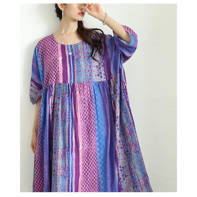 9号紫と白の柄 半袖ワンピース 9号紫と白の柄 半袖ワンピース 9号紫と