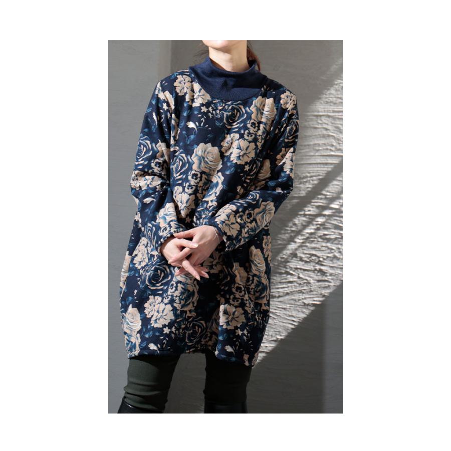Sawa a la mode レディース トップス チュニック 長袖 花柄 バラ Sawa a la mode レディース トップス チュニック 長袖 花柄 バラ