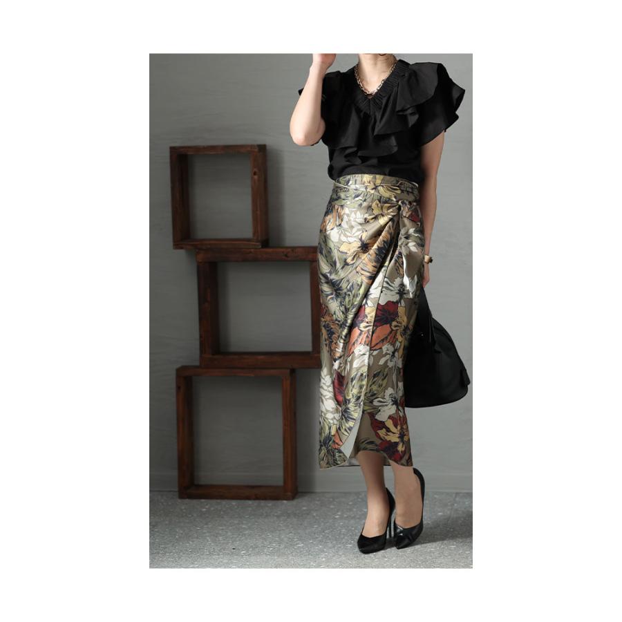Sawa a la mode レディース スカート ボタニカル柄 花柄 ラップ Sawa a la mode レディース スカート ボタニカル柄 花柄 ラップ