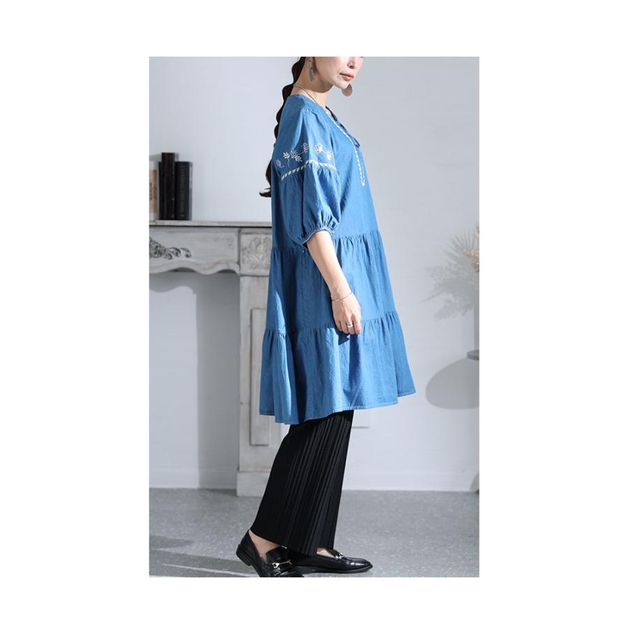 Sawa a la mode レディース チュニック 刺繍 草花 綿 Sawa a la mode レディース チュニック 刺繍 草花 綿