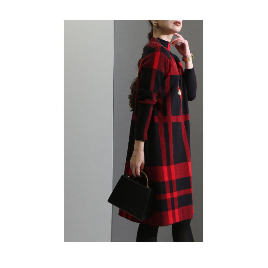 Sawa a la mode タータンチェックニットワンピース レディース Sawa a la mode タータンチェックニットワンピース レディース