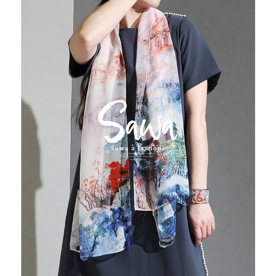ストール レディース ブルー ピンク グレー スカーフ 羽織り 春 夏 秋 花 40代 50代 60代 サワアラモード Sawaalamode Otona 大人 Kawaii 可愛い 洋服 Smode 7569 Sawa A La Mode サワアラモード 通販 Yahoo ショッピング
