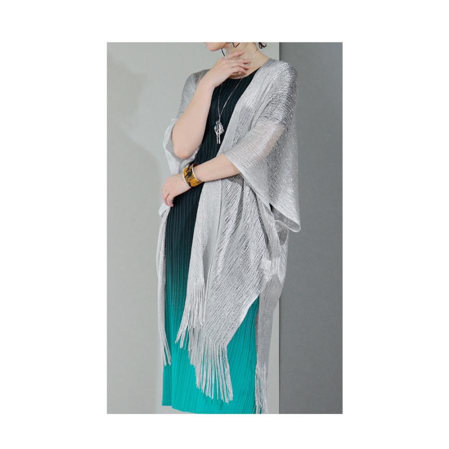 DAMA collection ゴールドラメ ロングカーデ、シルバーガーデ2着 接触冷感 シアーニット ロングカーディガン｜カーディガン