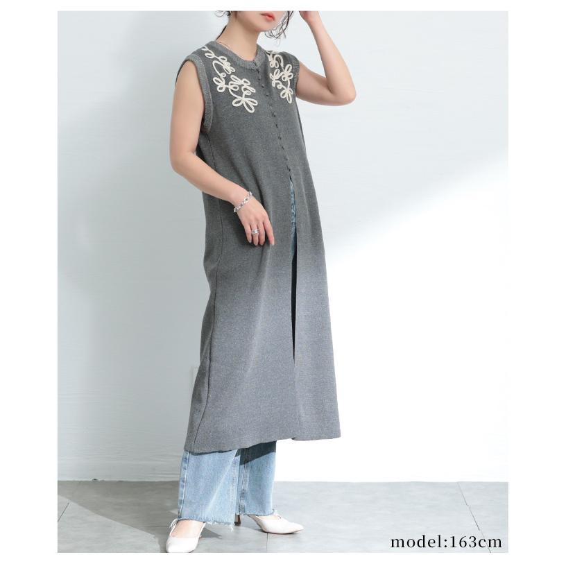 M★LEONARD★花柄 レース コットン シルク ジップニット ベスト★黒 白 M☆LEONARD☆花柄 レース コットン シルク ジップニット ベスト