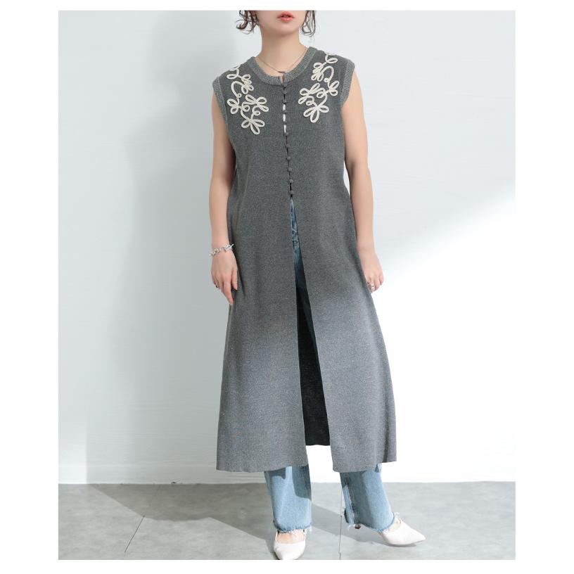 Sawa a la mode レディース トップス ニット ジレ ベスト 花柄 Sawa a la mode レディース トップス ニット ジレ ベスト 花柄