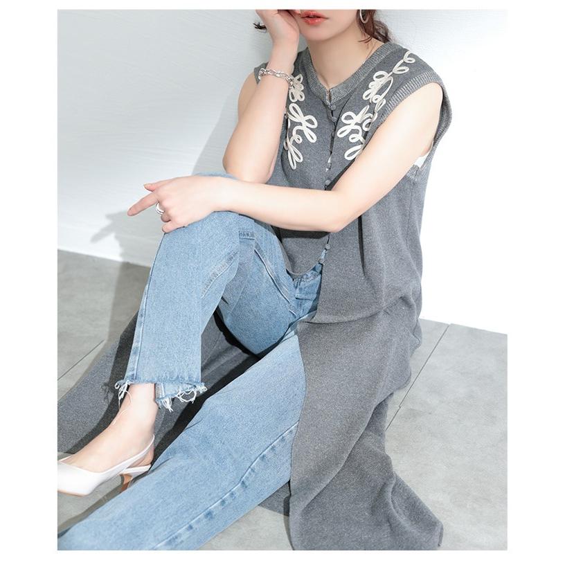 Sawa a la mode レディース トップス ニット ジレ ベスト 花柄 Sawa a la mode レディース トップス ニット ジレ ベスト 花柄