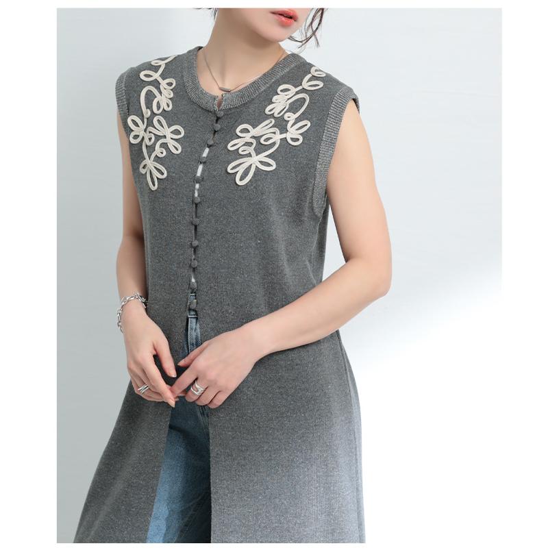 Sawa a la mode レディース トップス ニット ジレ ベスト 花柄 Sawa a la mode レディース トップス ニット ジレ ベスト 花柄