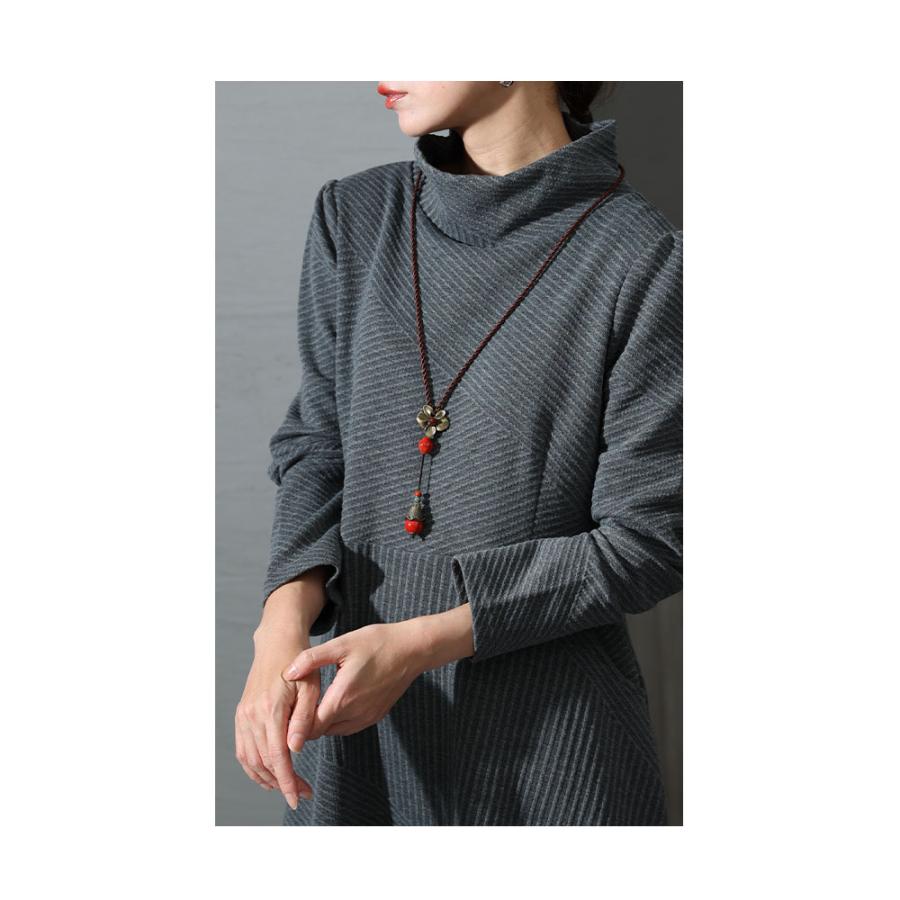 Sawa a la mode ワンピース レディース ハイネック 長袖 リブ Sawa a la mode ワンピース レディース ハイネック 長袖 リブ