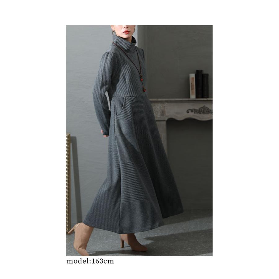 Sawa a la mode ワンピース レディース ハイネック 長袖 リブ Sawa a la mode ワンピース レディース ハイネック 長袖 リブ