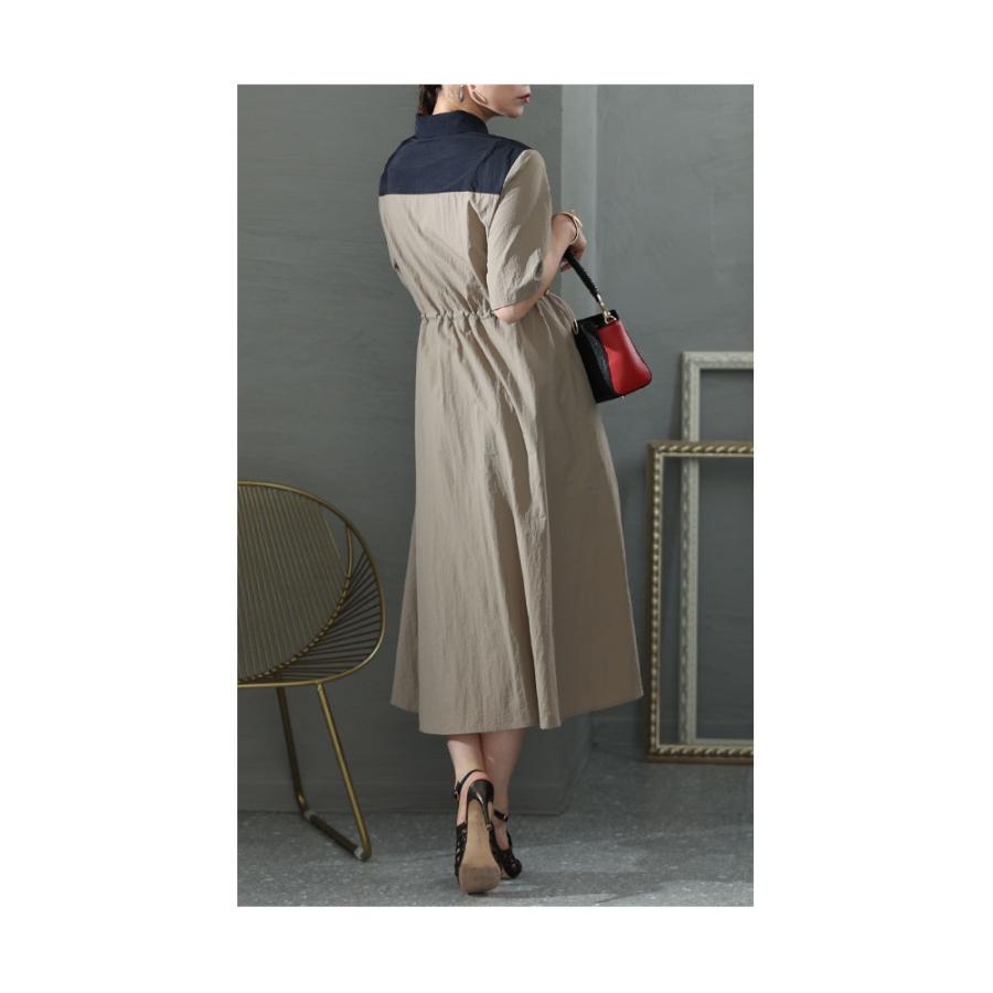 Sawa a la mode ワンピース レディース ミモレ 切替 バイカラー Sawa a la mode ワンピース レディース ミモレ 切替 バイカラー