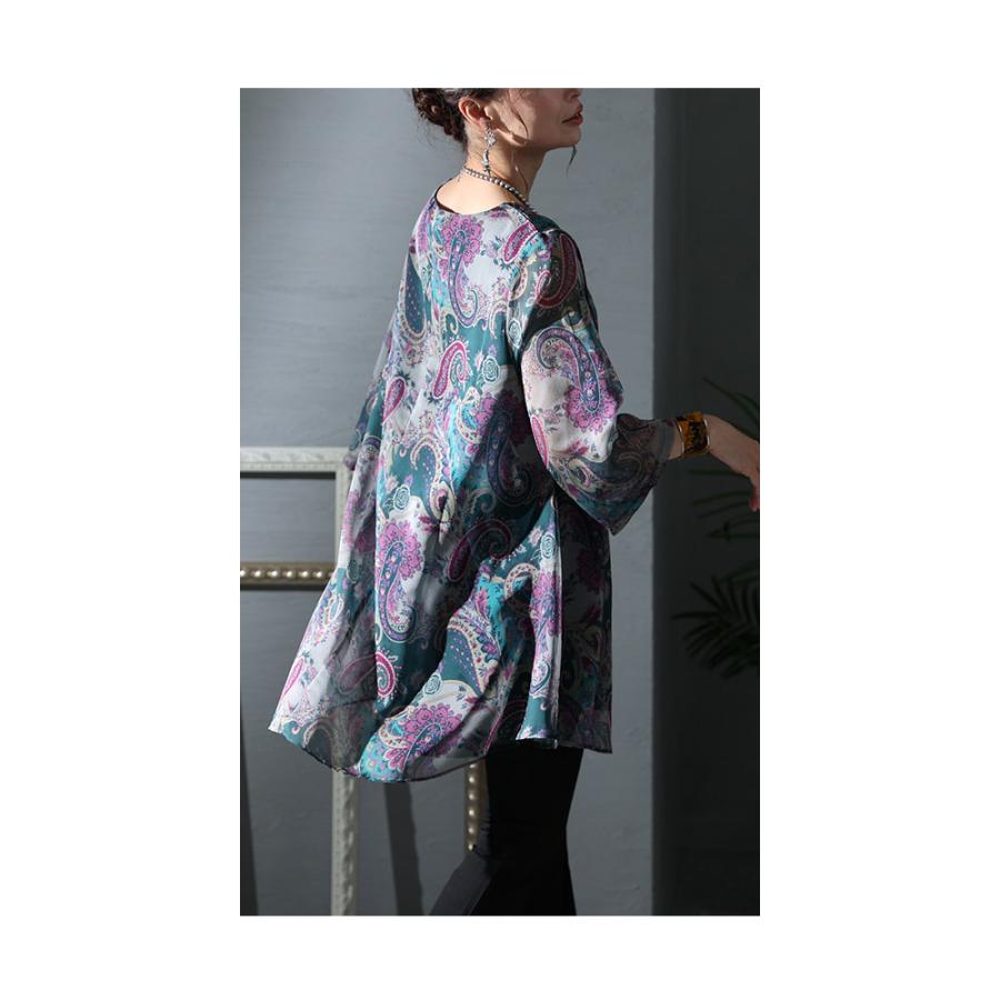 Sawa a la mode レディース チュニック Uネック ペイズリー 7分 Sawa a la mode レディース チュニック Uネック ペイズリー 7分