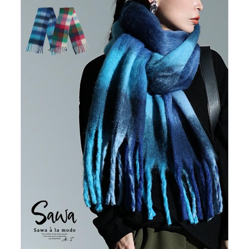 Sawa a la mode レディース 小物 ストール マフラー チェック 総 Sawa a la mode レディース 小物 ストール マフラー チェック 総