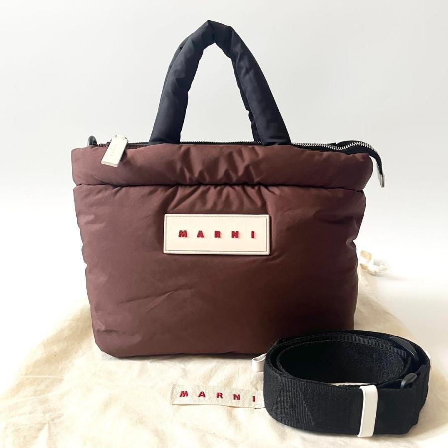MARNI MARNI マルニ PUFF パフ トートバッグ 2way ナイロン ネイビー 