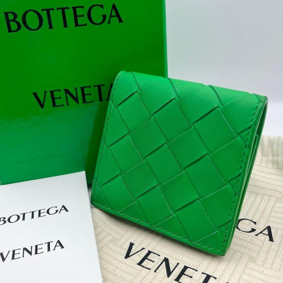 【美品】BOTTEGA VENETA　ケース　イントレチャート　グリーン BOTTEGA VENETA ボッテガヴェネタ イントレチャート コインケース