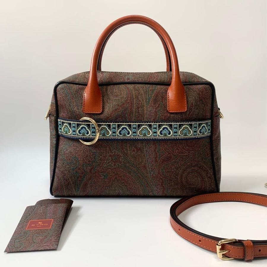 ETRO（エトロ） ペイズリー柄 2way ハンドバッグ PVC レザー ブラウン
