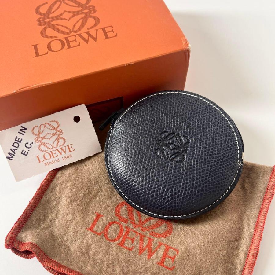 LOEWE（ロエベ） アナグラム 丸型 コインケース レザー ネイビー 小銭