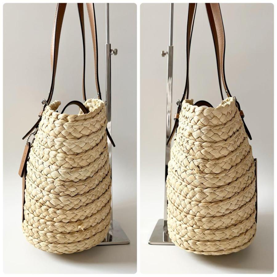 【新品・未使用】COACH コーチラージトートカゴバッグ ストロー素材 COACH（コーチ） ストロー ラージ トートバッグ かごバッグ ラフィア