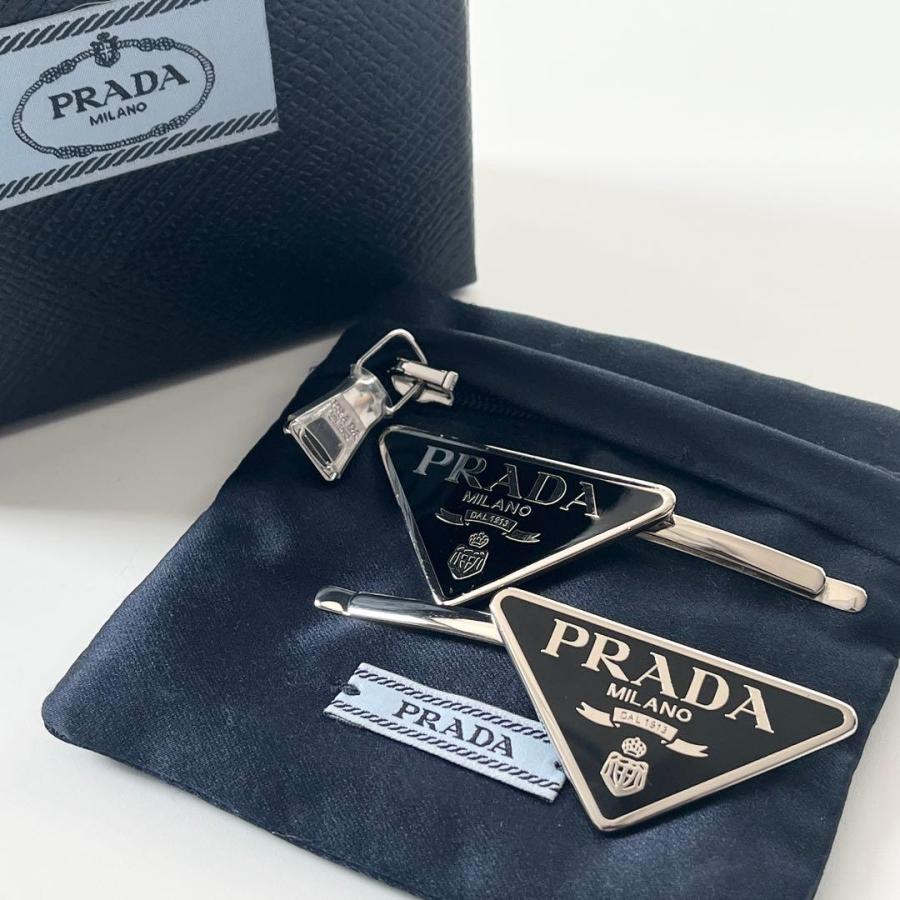 PRADA（プラダ） トライアングルロゴ メタル ヘアピン シルバー